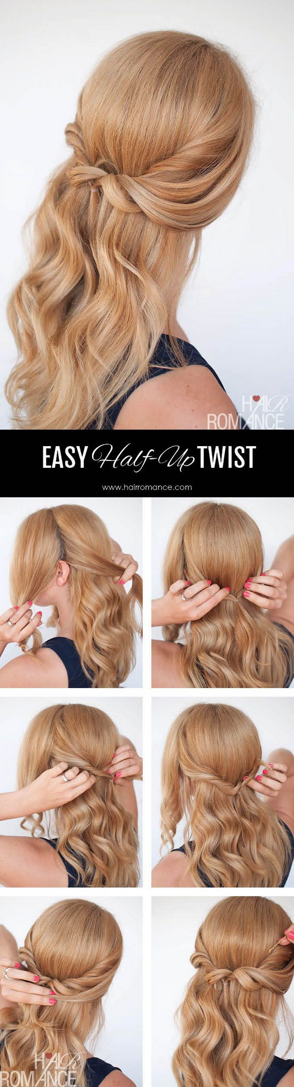 Easy Half Up Twist Hairstyle Tutorial. 