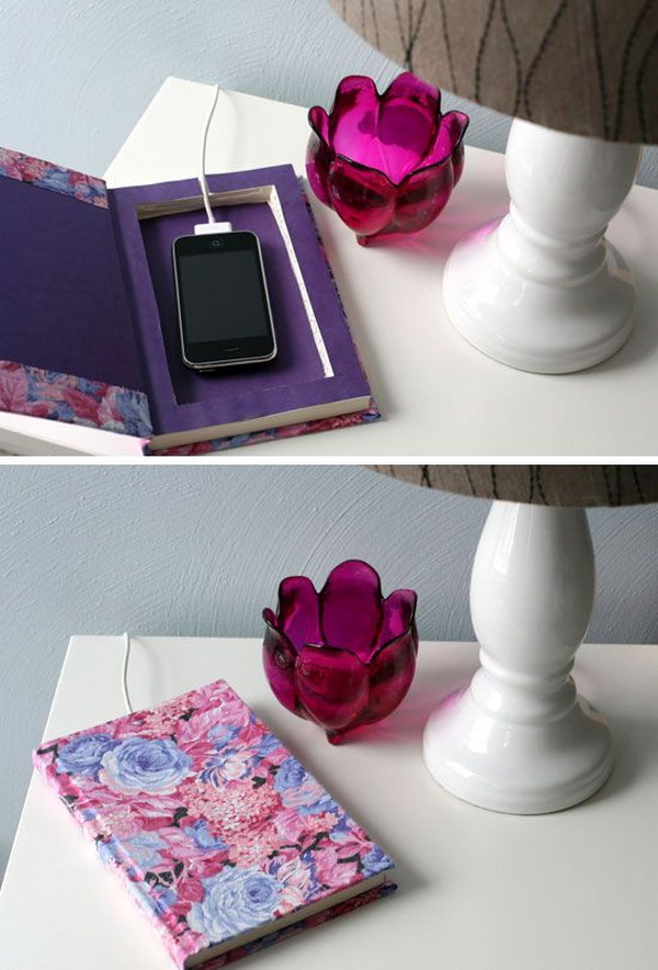 DIY 'Book It' Cell Phone Charging Station. 