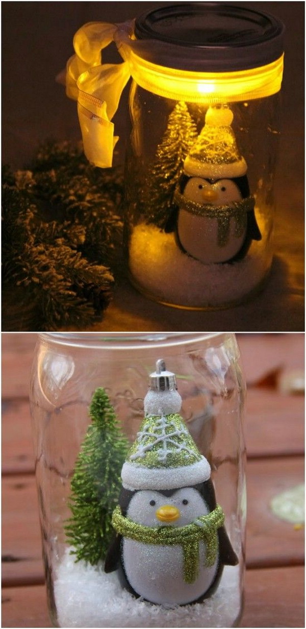 Illuminated Snow Scene in a Jar 