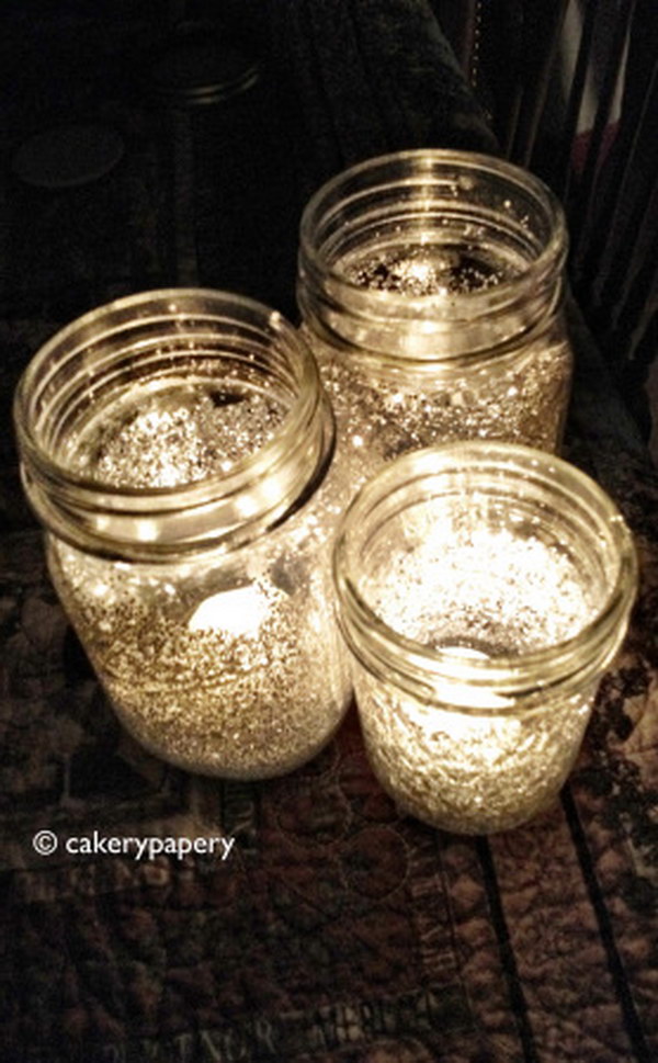 DIY Glitter Mason Jar Candles 