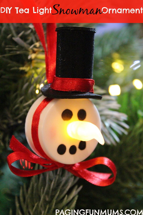 Tea Light Snowman Ornament. 