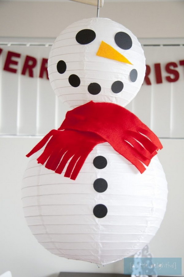 DIY Paper Snowman Lanterns. 