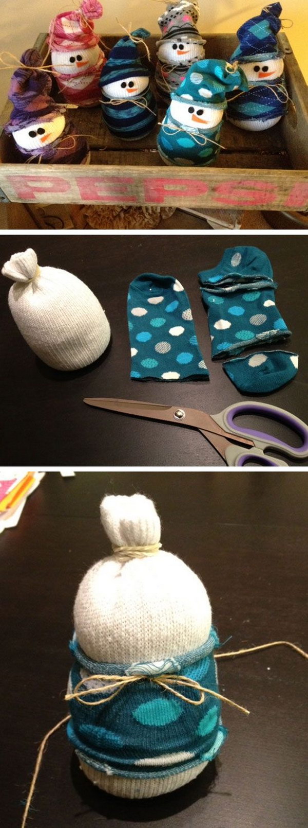 DIY Sock Snowmen for Kids. 