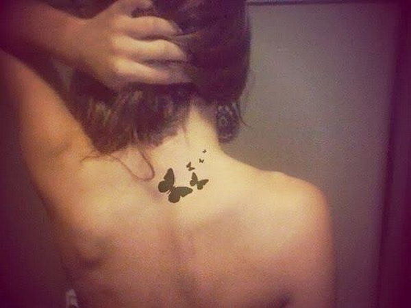 Butterfly Tattoos For Girls on Back Neck 