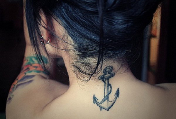 Anchor Neck Tattoo 