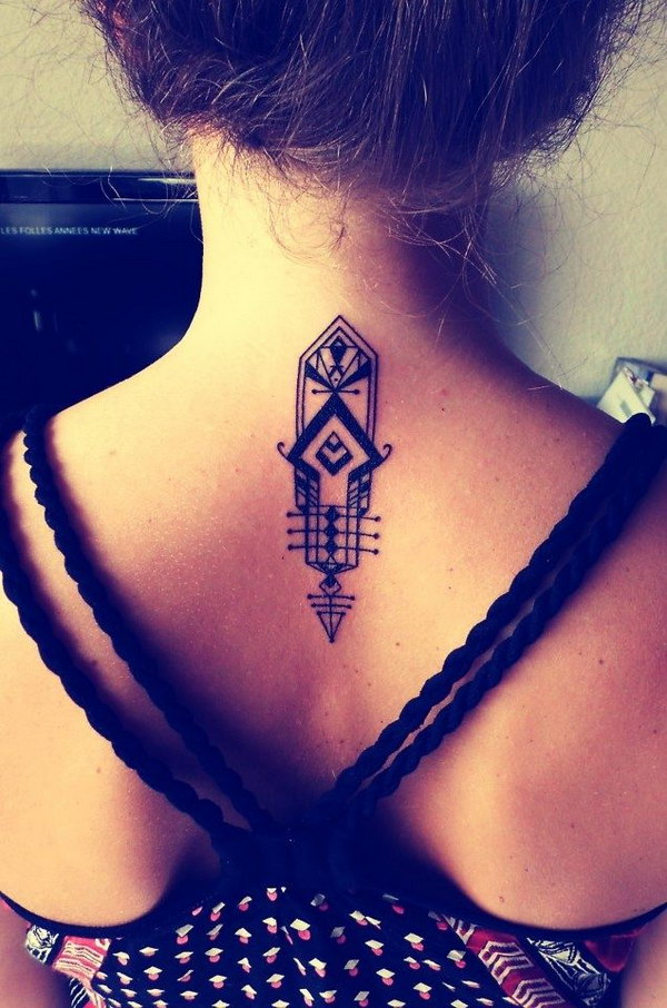 Pretty Tattoo Design on Back Neck 