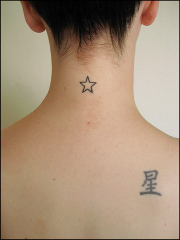 Simple Star Tattoo on Back of Neck 