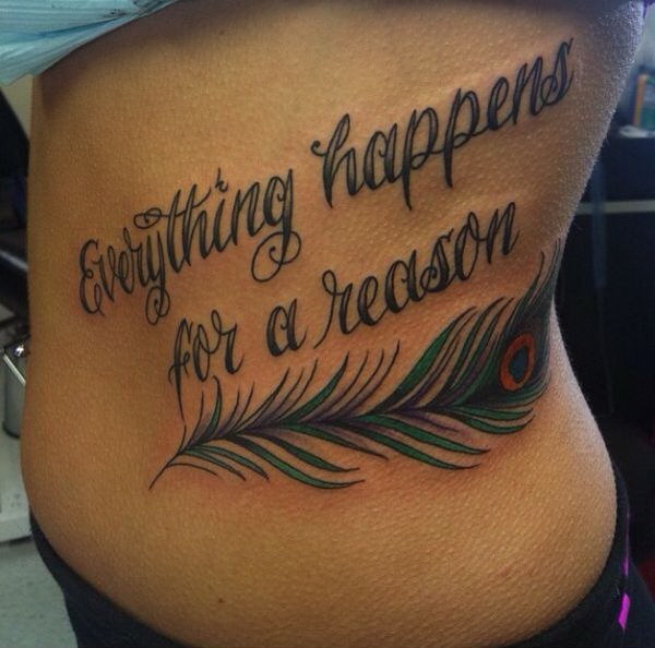 Everything happens for a reason with Peacock Feather Tattoo Design 