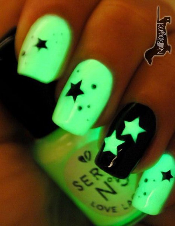 Glow in the Dark Nail Polish with Star Aceents 