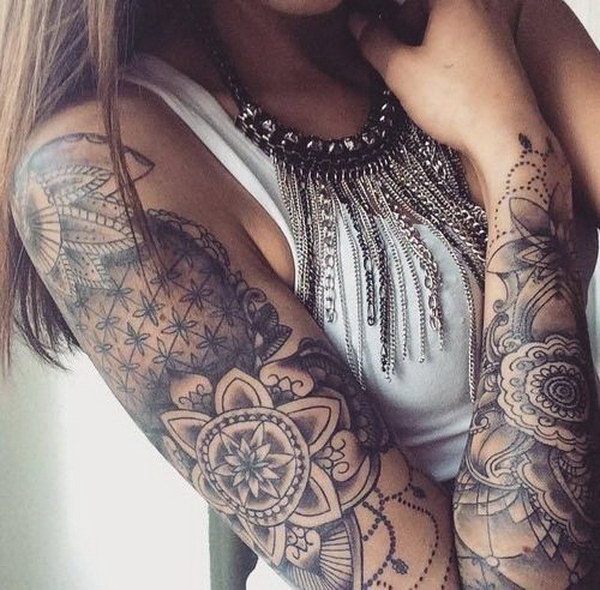 Full Sleeve Tattoo Design for Female. 