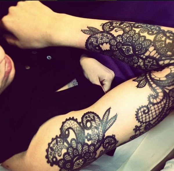 Lace Tattoo Design on Sleeve for Women. 