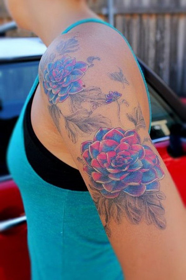 Floral Sleeve Tattoo Design for Girls. 