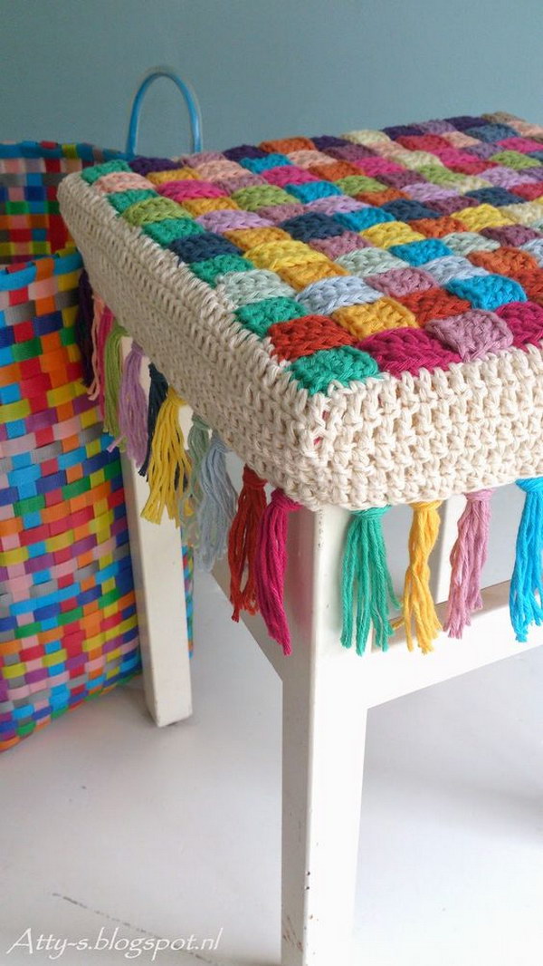 Crochet Stool Cover Free Pattern 