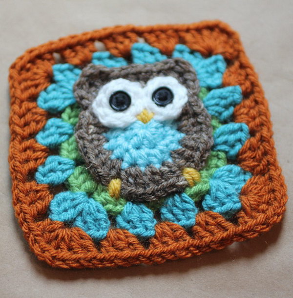 Owl Granny Square Crochet Pattern 