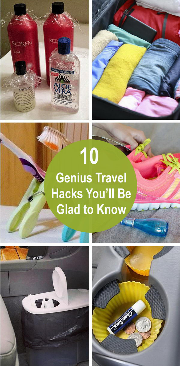 Keep Toothbrushes off Dirty Counters with Clothes Pins When Travelling. 