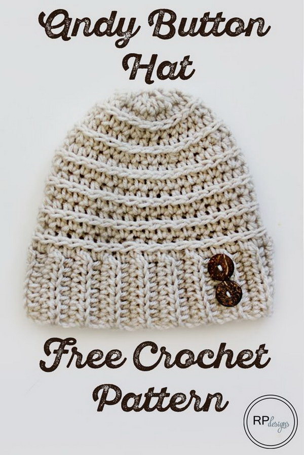 Button Crochet Hat. 