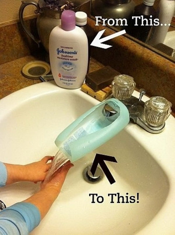 DIY Faucet Extender with Lotion Bottle. 