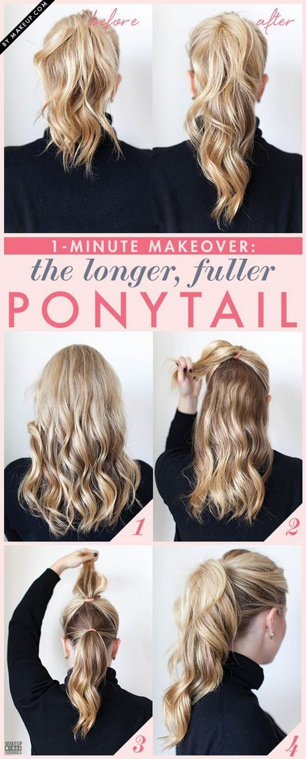 Create a Fuller Ponytail by Doing the Double Ponytail Trick 