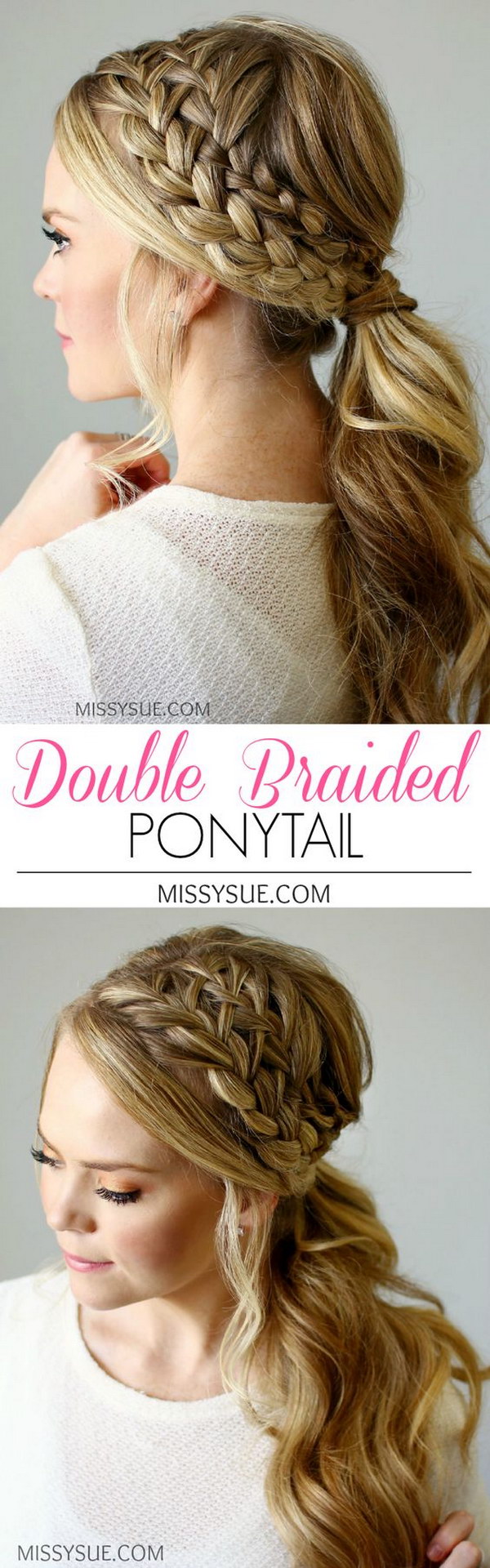 Double Braided Ponytail How To 