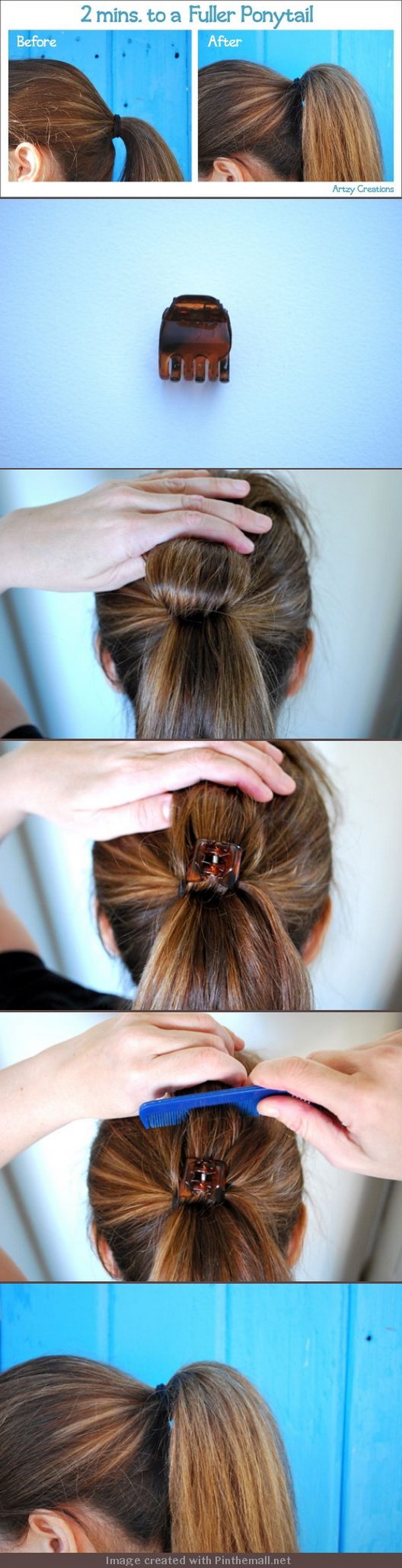Put a Clip in Hair to Get a Fuller Ponytail 