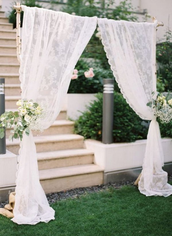 Lace Curtain Wedding Arch 