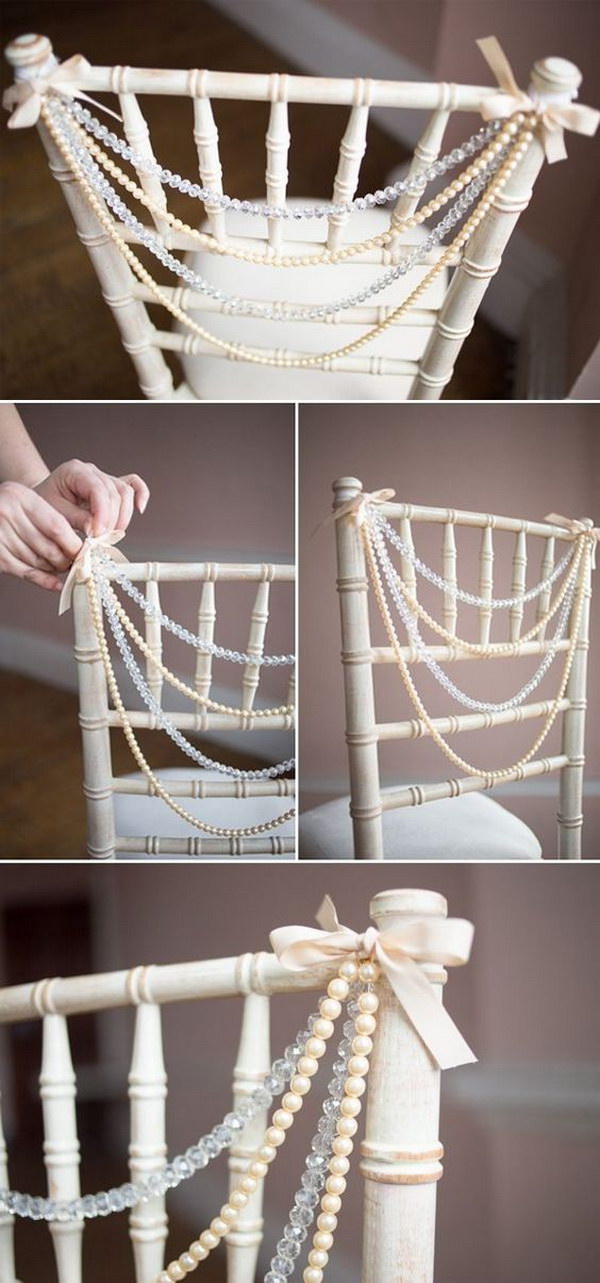 DIY Wedding Chair Decoration with Pearls 