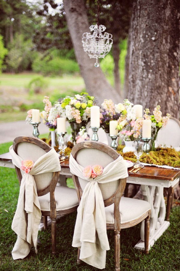Rustic Wedding Chair with Glam Centerpieces 