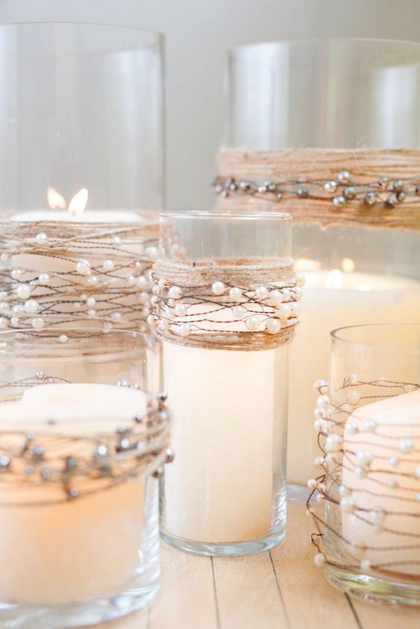 DIY Pearl Beads on Wire Garland with Natural Jute Twine for Rustic Wedding or Home 