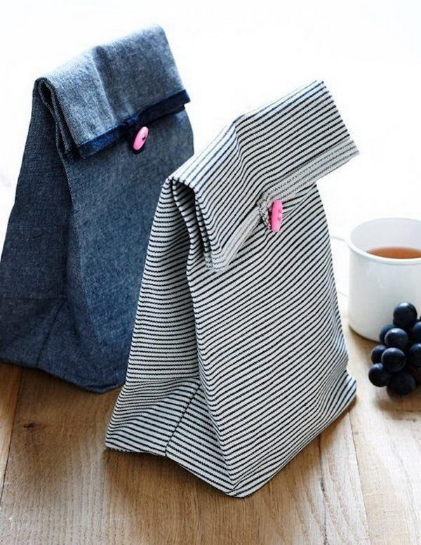 Sewing Button Lunch Bags 