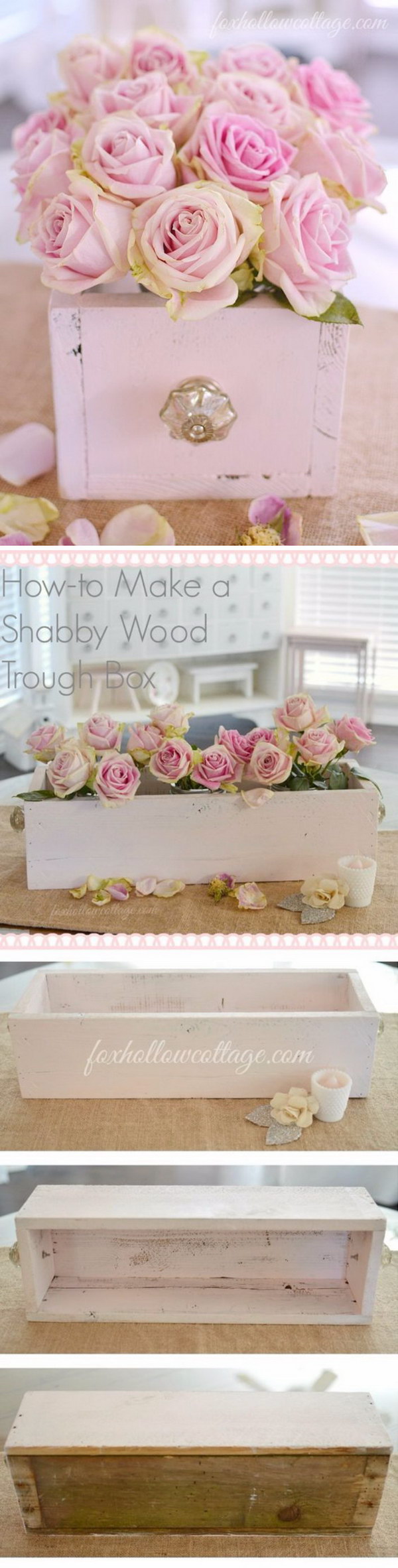 Shabby Chic Wood Trough Box 
