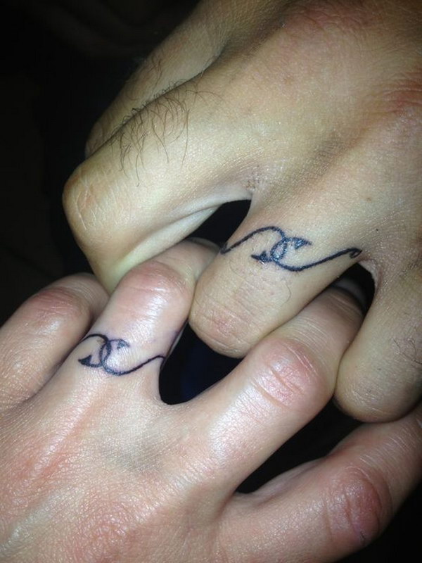 Fishing Hooks Ring Tattoos For Couples. 