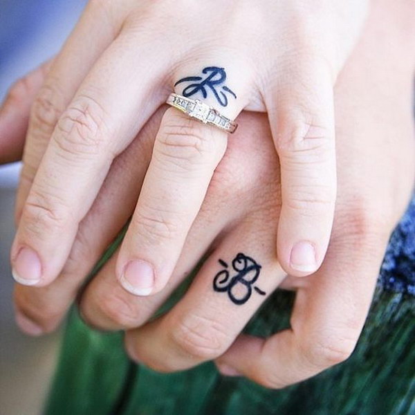 Initial Wedding Ring Tattoo for Couples. 