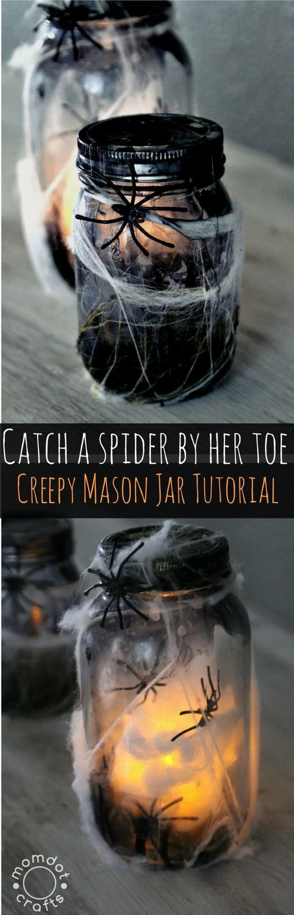 DIY Creepy Light Up Spider Jar. 