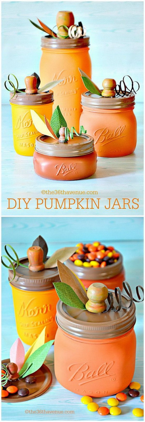 DIY Pumpkin Mason Jars. 