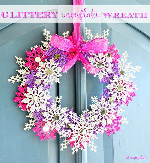 DIY Glittery Snowflake Wreath 
