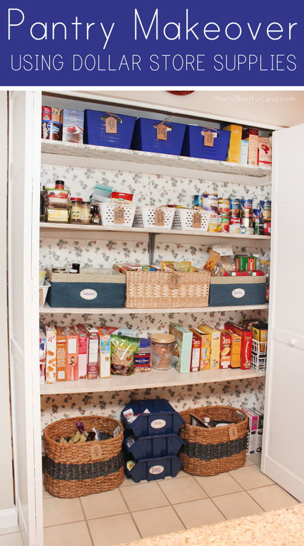 Pantry Makeover Using Dollar Store Supplies. 