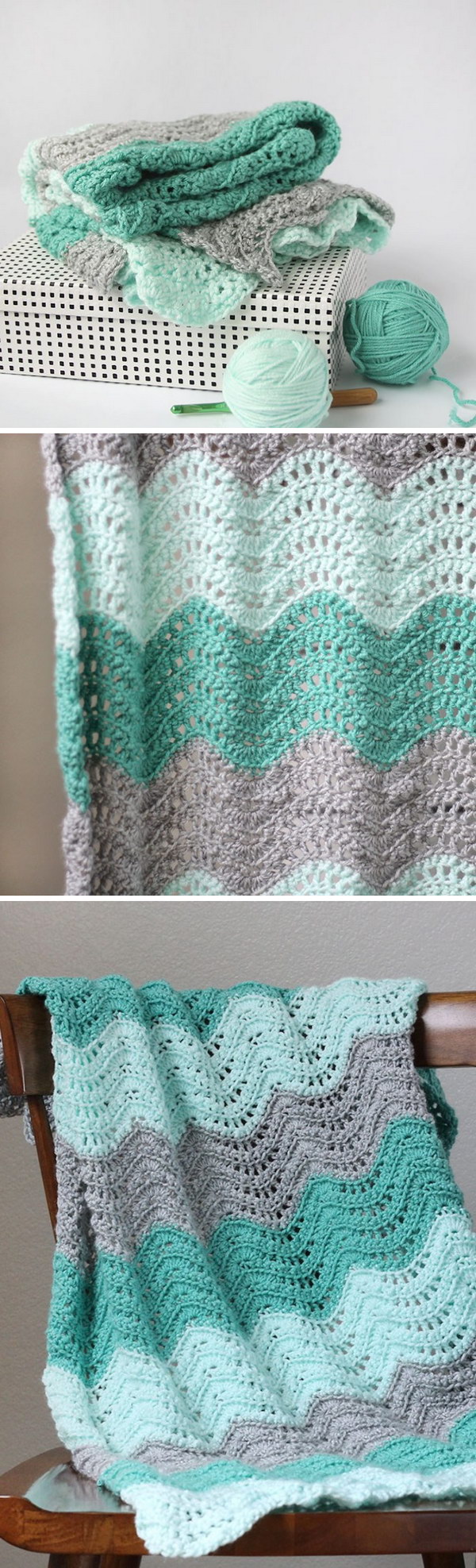 Feather And Fan Crocheted Baby Blanket. 
