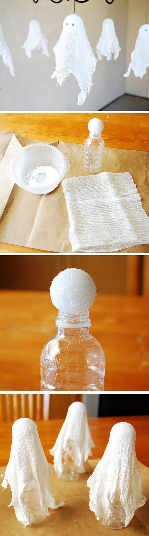 DIY Hanging Cheesecloth Ghosts 