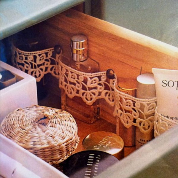 Make Drawer Partitions With Lace 