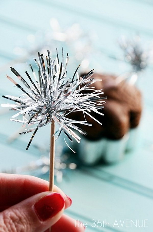 DIY Tinsel Sparklers  Toothpick Toppers 