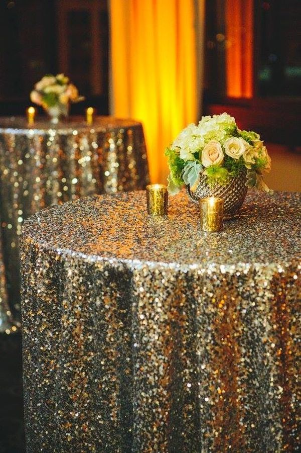 Gold Sequin Tablecloth NYE Decoration 