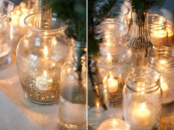 DIY Gold Glitter Glass Vases 