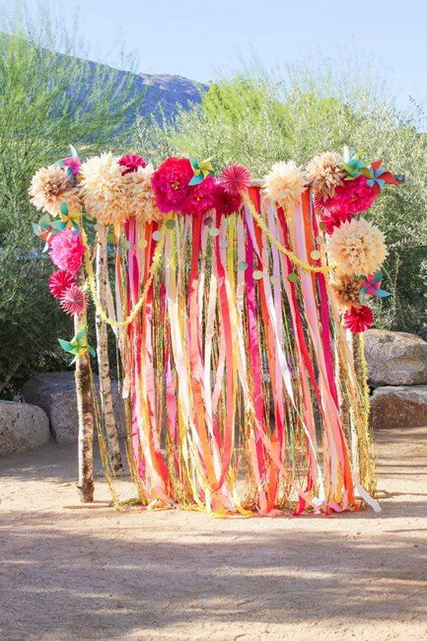 Great Ribbon And Flower Photo Booth Backdrop 