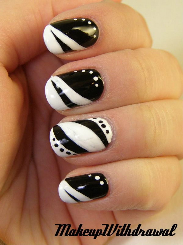 Black and White Space Nail Design. 