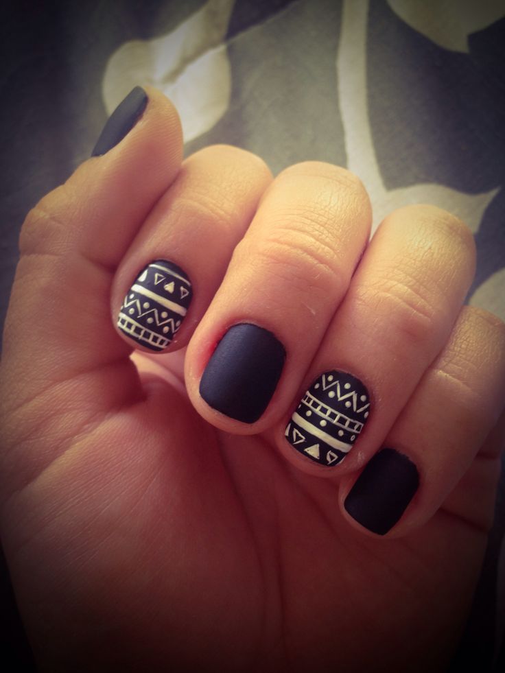 Black and White Matte nails. 