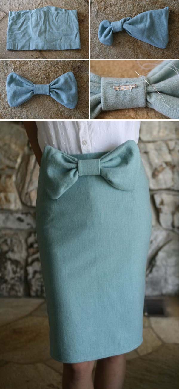 DIY Vintage Bowtie Pencil Skirt. See the directions 