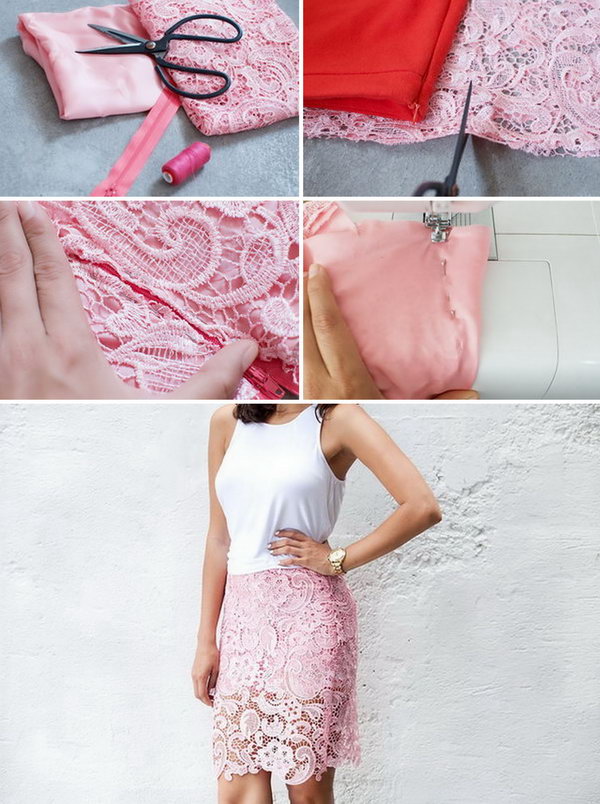 DIY Lace Pencil Skirt. Get the tutorial 