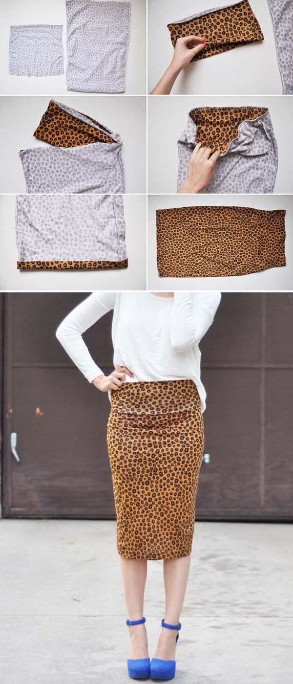 DIY Stretchy Pencil Skirt. See the full directions 