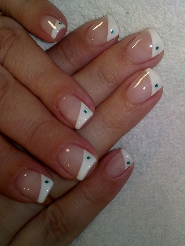 Half White Tips with a Dot Manicure. 