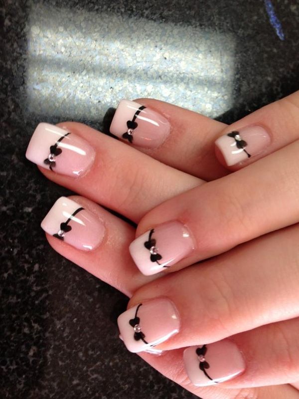 Classy Bow Inspired French Nails. 